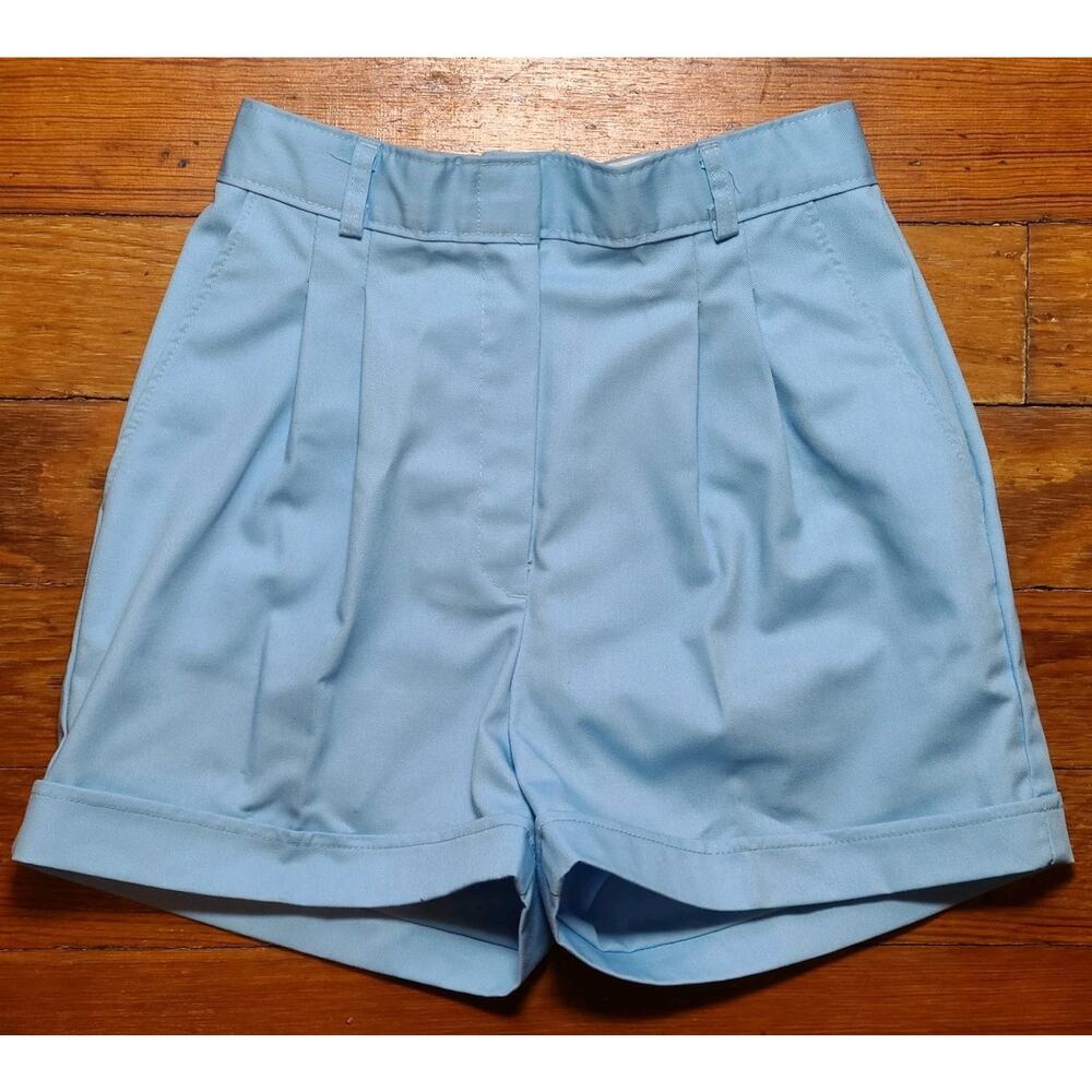 Vtg 80s Wrangler Bermuda Shorts Baby Blue Pleats High Rise JRs SZ 5 SM RARE